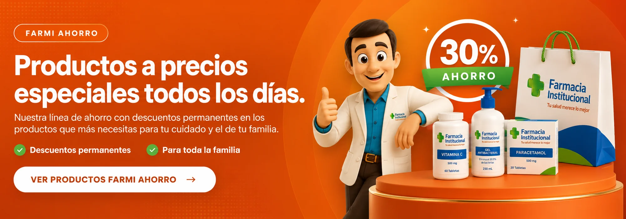 Farmi Ahorro: productos a precios especiales todos los días. Nuestra línea de ahorro con descuentos permanentes de hasta el 30 % en los productos que más necesitas para tu cuidado y el de tu familia.