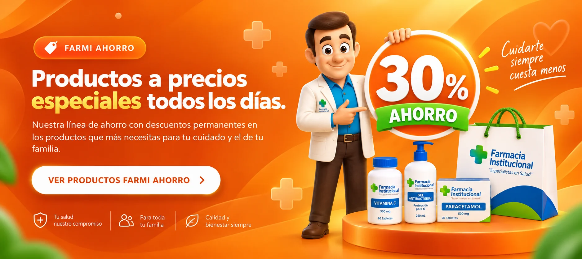 Farmi Ahorro: productos a precios especiales todos los días. Descuentos permanentes en los productos que más necesitas para tu cuidado y el de tu familia. Ver productos Farmi Ahorro.