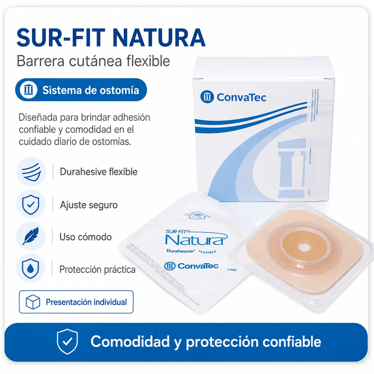 Barrera Natura Plana Recortable – Durahesive Flexible 70MM Unidad — Ostomía y cuidado de heridas