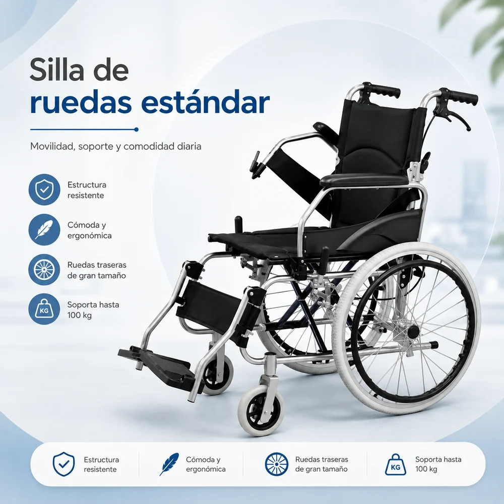 SILLA DE RUEDAS ESTANDAR APOYA BRAZOS ABATIBLE Ref. FY867L — Movilidad
