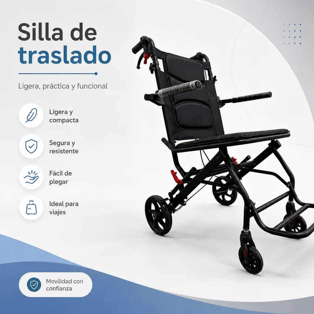Silla de Ruedas de Transporte Ultra Liviana y Portable REF.SYIV100-HE801 — Movilidad