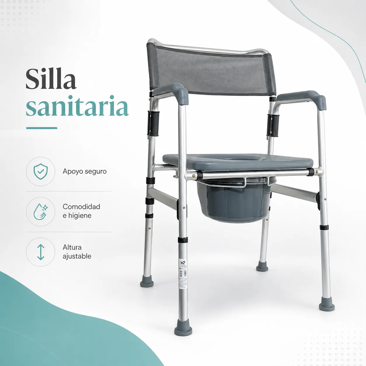 Comodo Sanitario en Aluminio Anodizado Konfort Basic KB215SR-AL — Movilidad