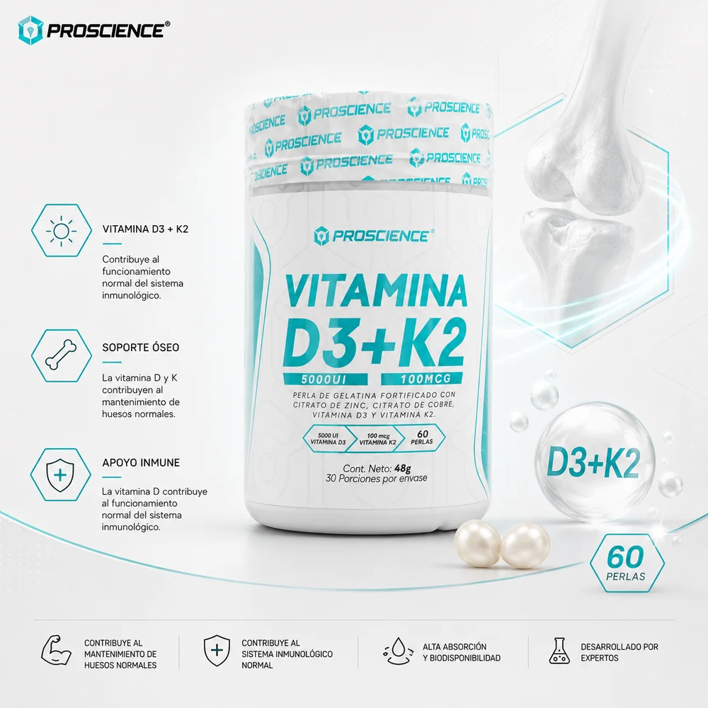 Vitamina D3+K2+ZINC+COBRE Proscie x 60 Perla — Nutricionales