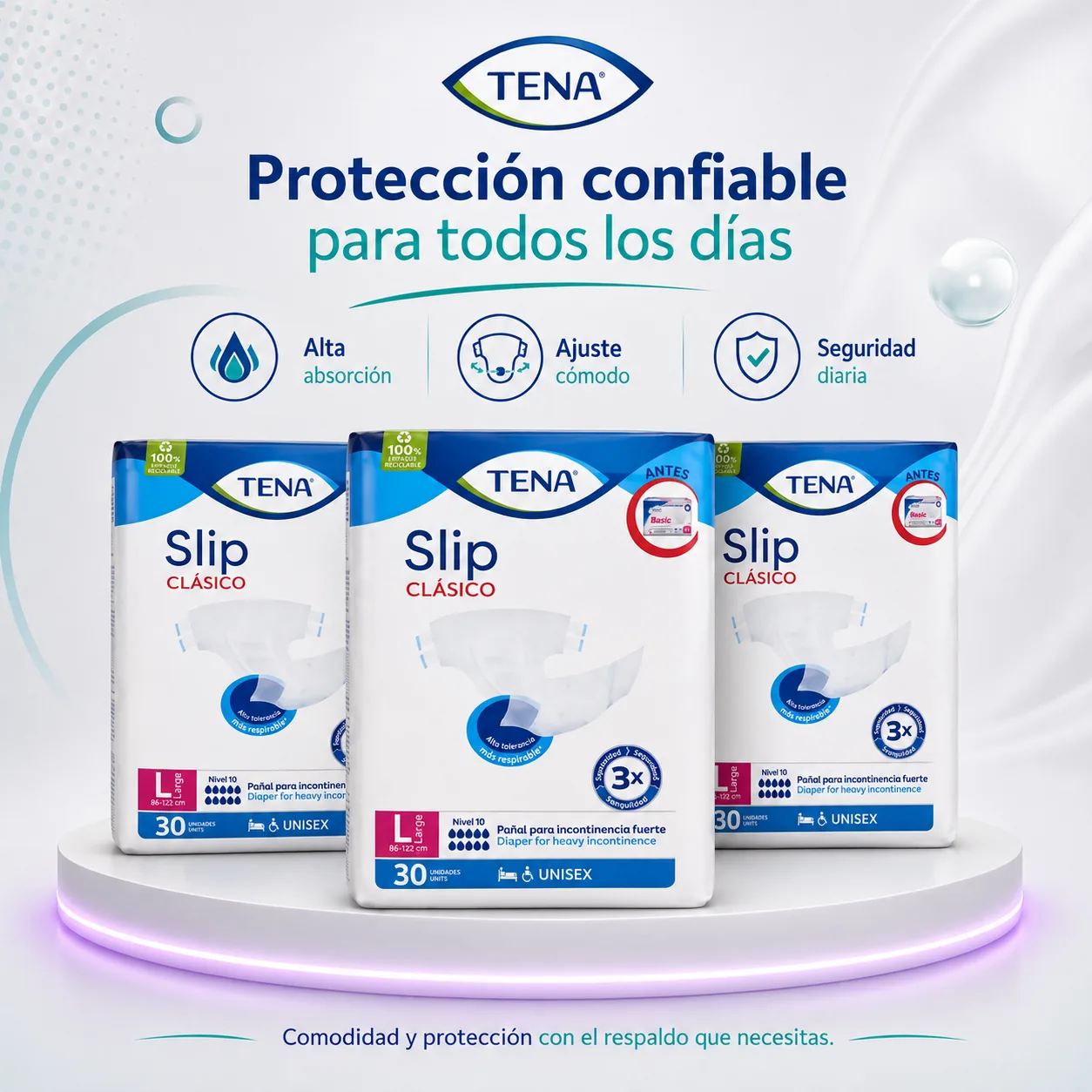 Oferta 90 Pañal Tena Slip Professional Basic Talla L — Adulto mayor