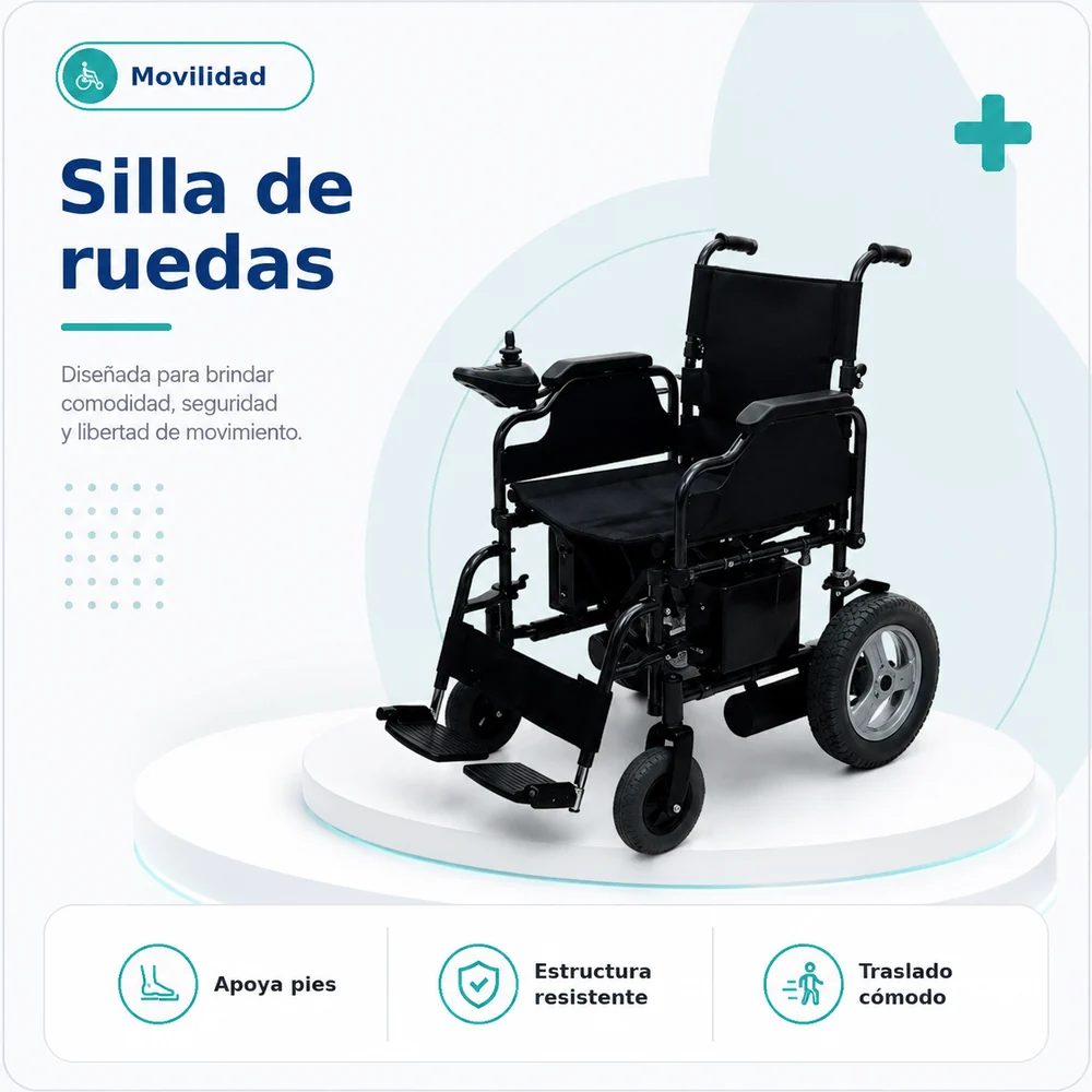 Silla de Ruedas Eléctrica Reposa Brazos y Pies Desmontables REF VH110 — Movilidad
