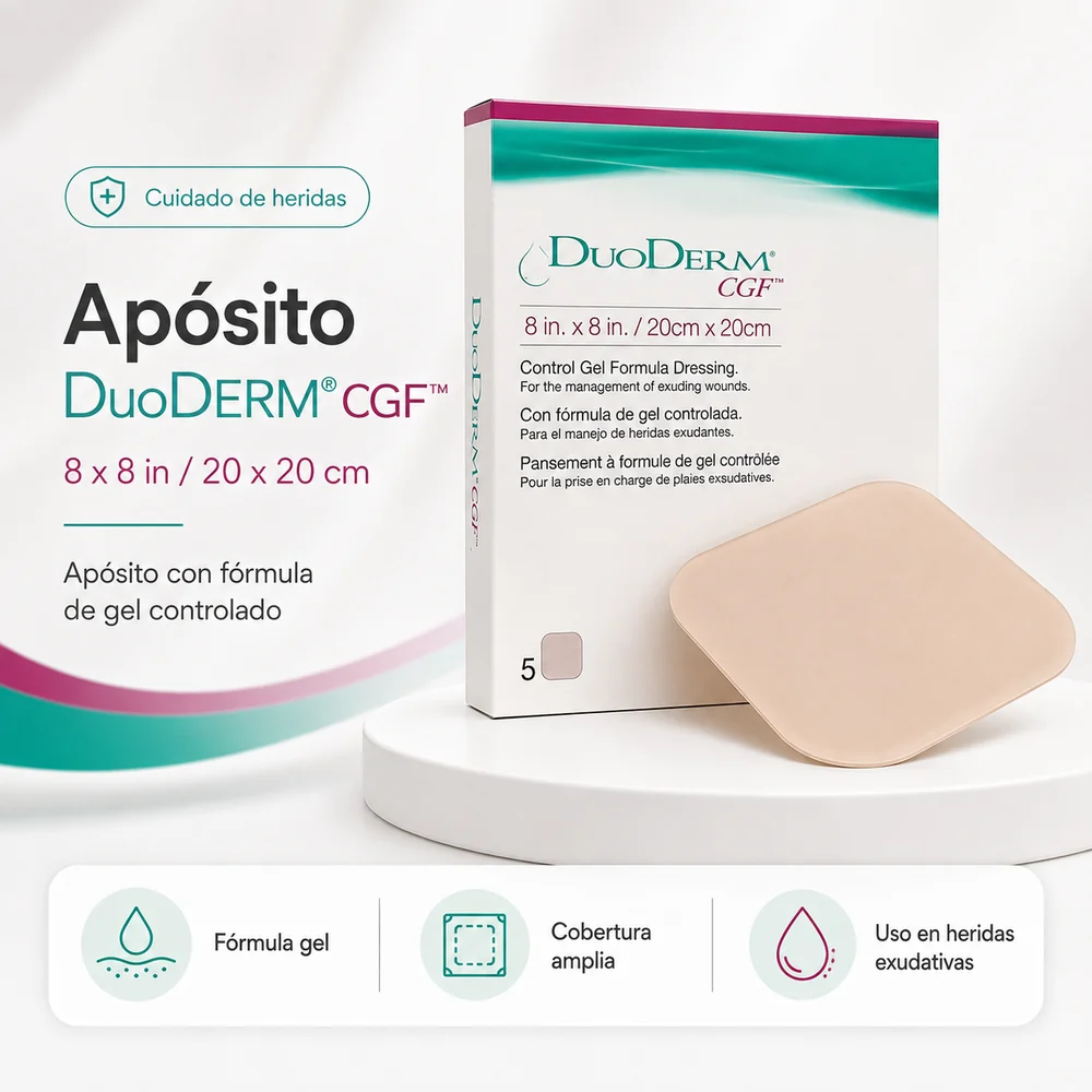 DUODERM CGF APOSITO OCLUSIVO HIDROCOLOIDE 20 X 20 cmUNIDAD — Ostomía y cuidado de heridas