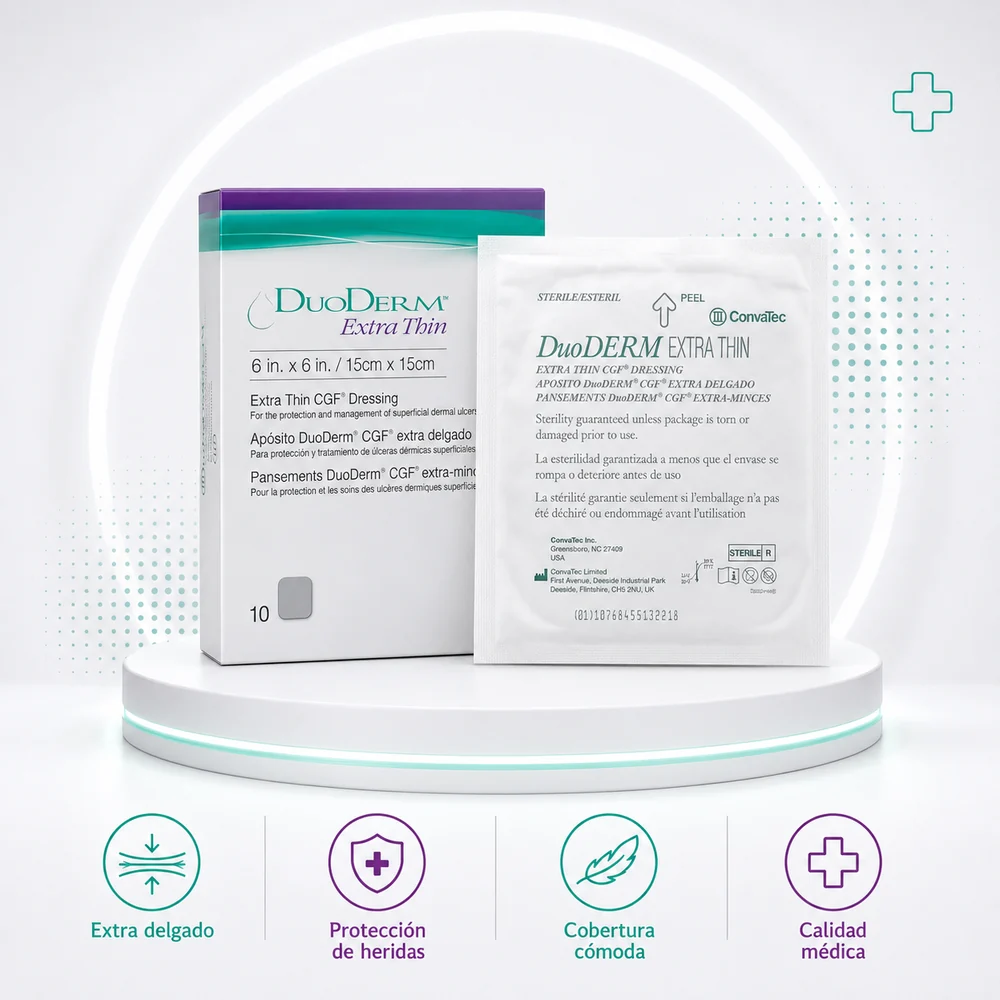 DUODERM ET APOSITO OCLUSIVO HIDROCOLOIDE EXTRA DELGADO 15 X 15 cm — Ostomía y cuidado de heridas