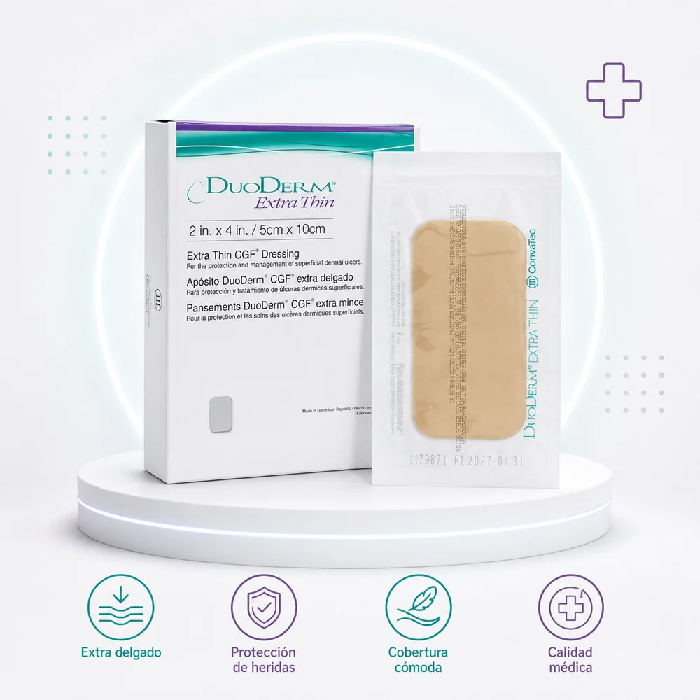 DUODERM ET APOSITO OCLUSIVO HIDROCOLOIDE EXTRA DELGADO 5 X 10 cm UNIDAD — Ostomía y cuidado de heridas