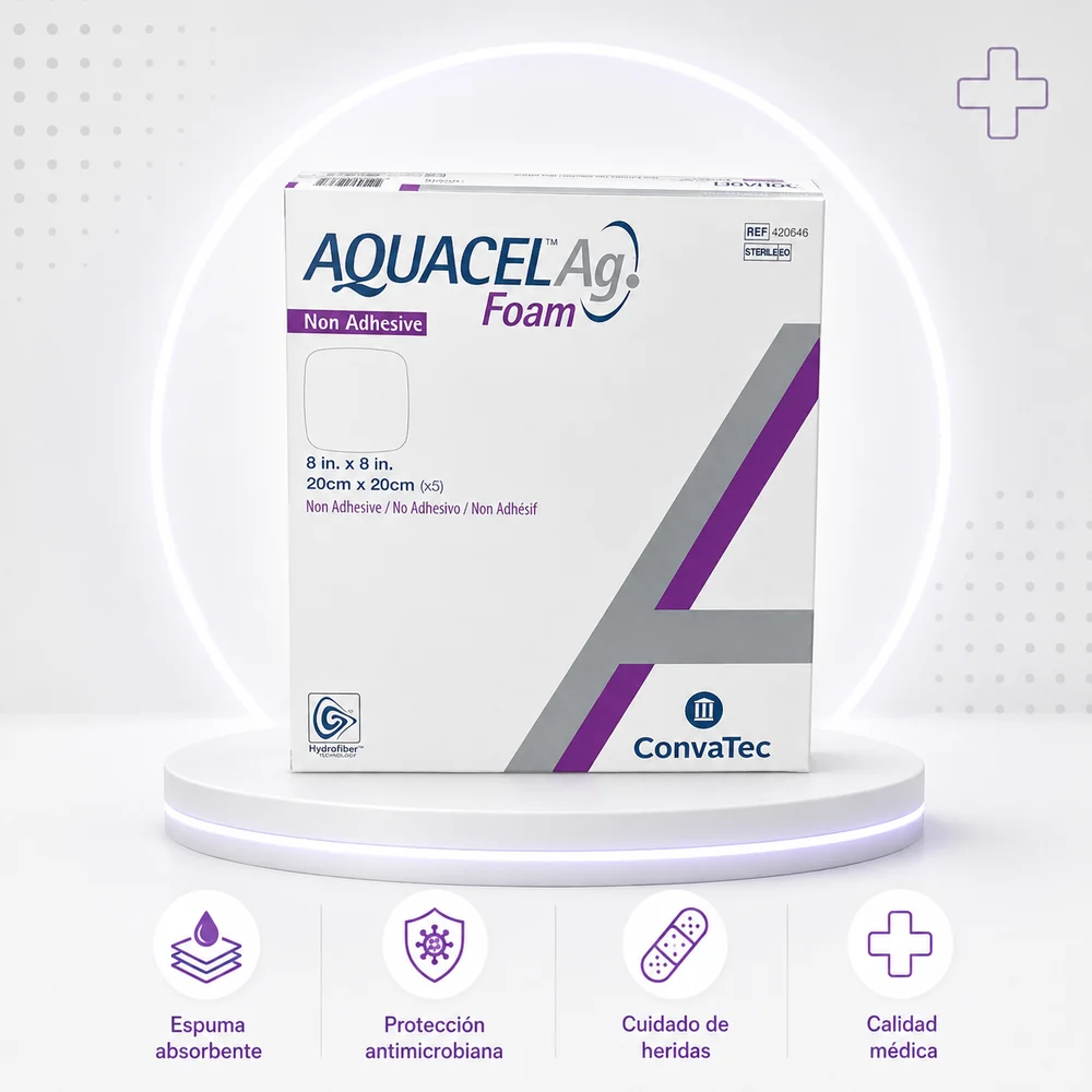 AQUACEL AG FOAM APOSITO NO ADHESIVO 20 cm X 20 cm UNIDAD — Ostomía y cuidado de heridas