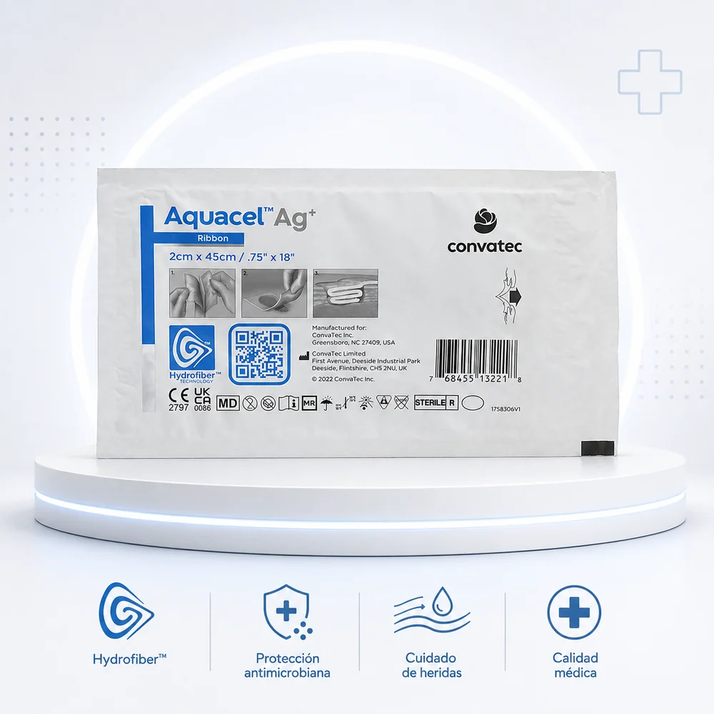 Aquacel Ag + Extra 2 CM x 45 CM Aposito Mejorado de Hydrofiber con Plata y Fibra de Refuerzo Unidad — Ostomía y cuidado…