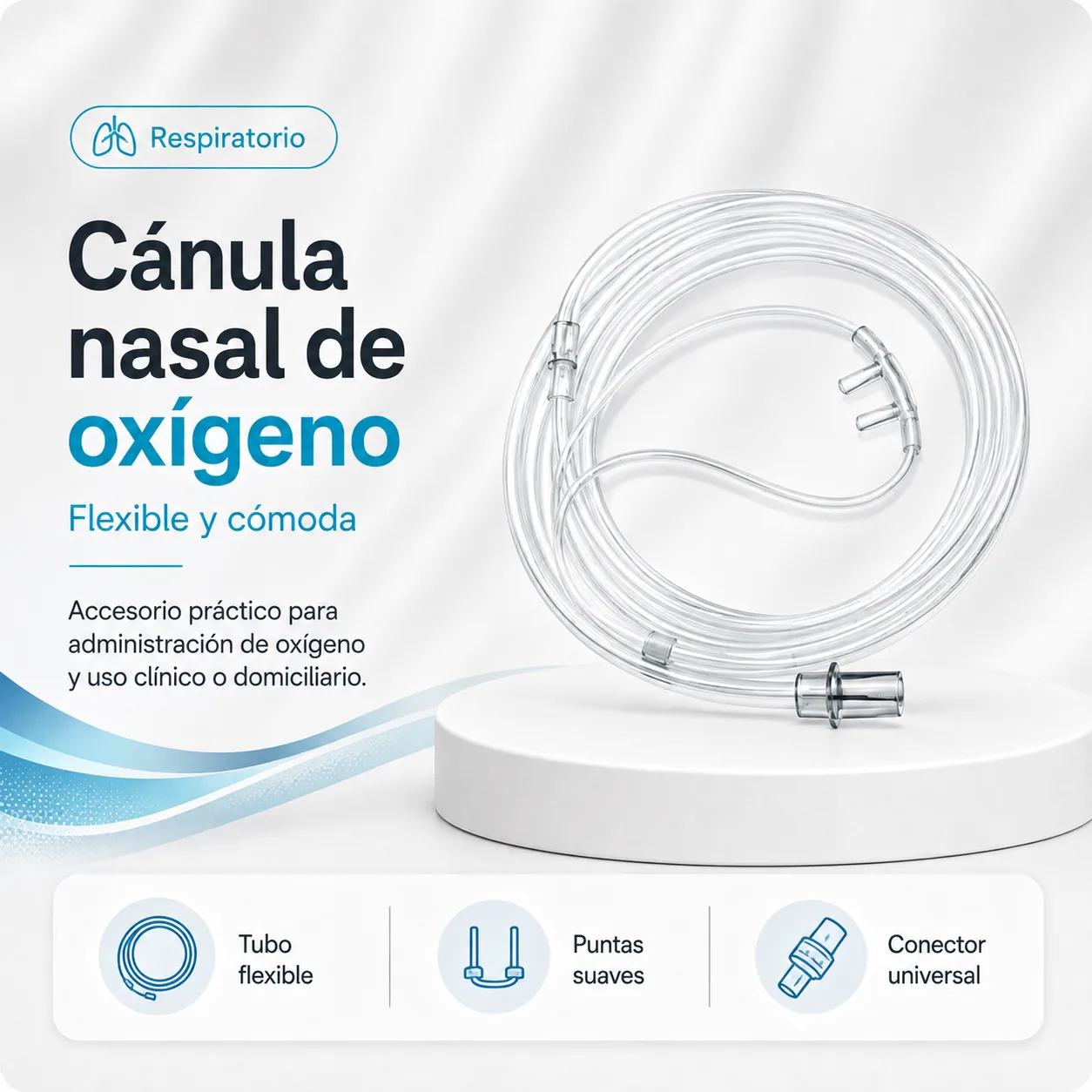 Canula Nasal Adulto Manguera de 2.10 Mts — Terapia respiratoria