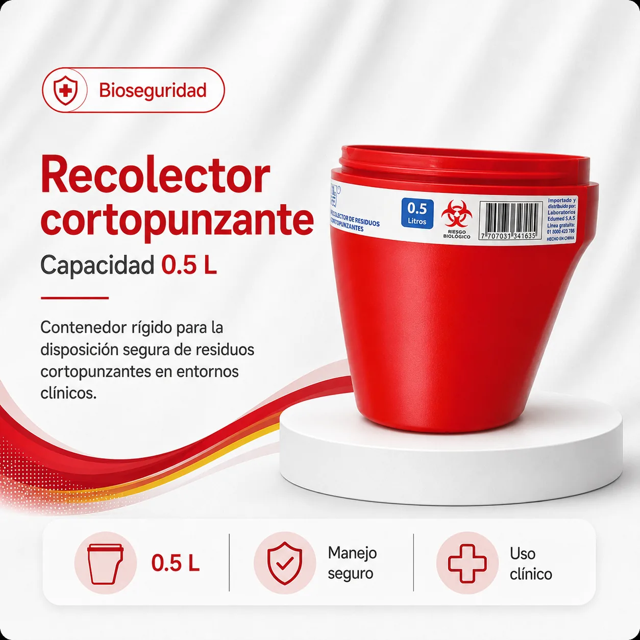 Recolector de Elementos Corto Punzantes 0.5 Litros — Insumos médicos