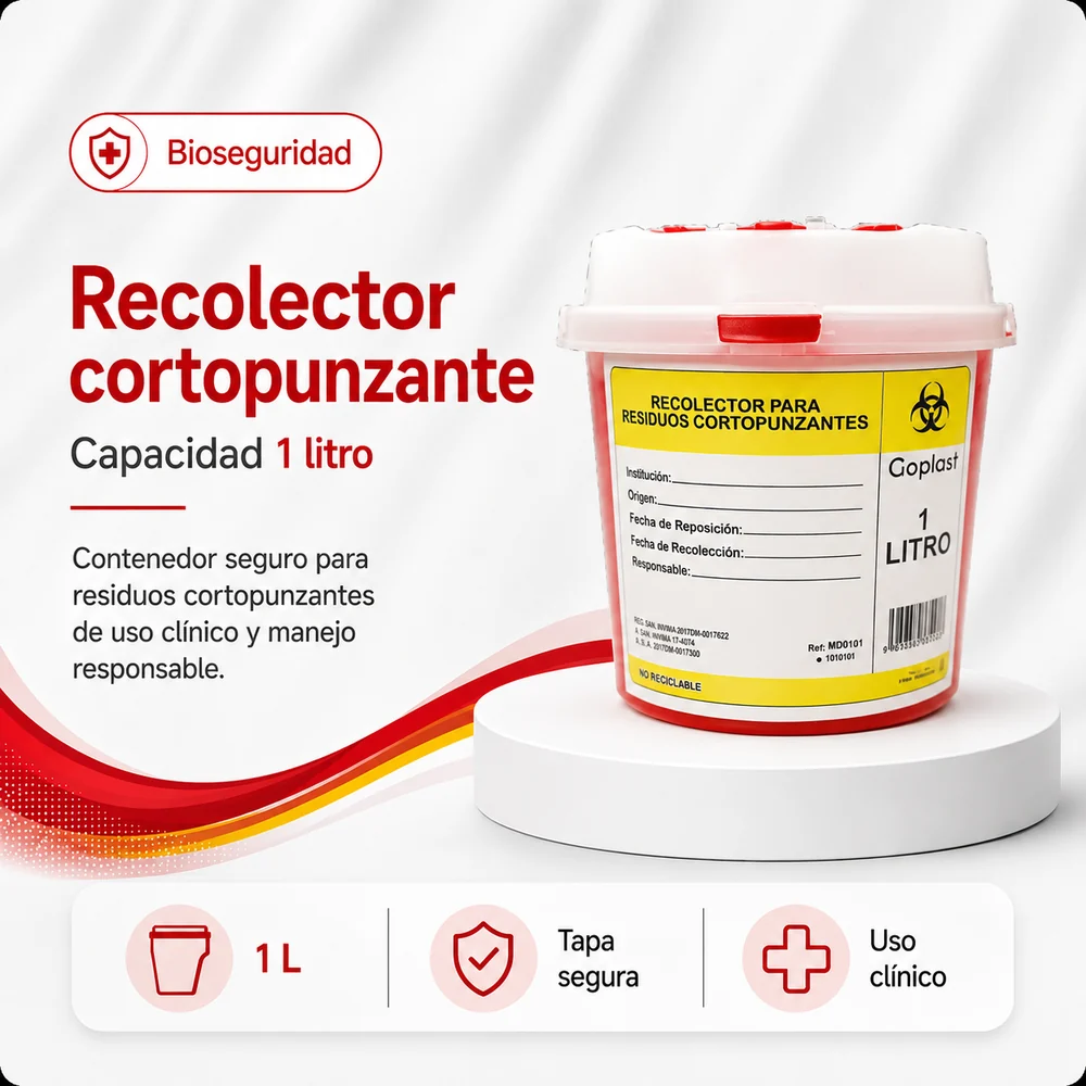Recolector Desechable Cortopunzante 1 Litro — Insumos médicos