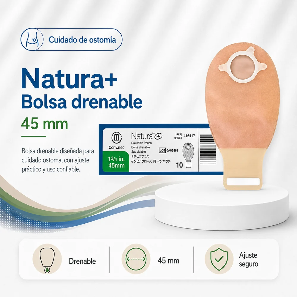 Bolsa Natura Colostomia Drenable Panel Plastico Opaca 45MM Unidad — Ostomía y cuidado de heridas