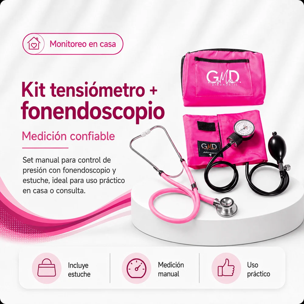 KIT Tensiometro + Fonendoscopio Rappaport Color Rosado Neon REF GMD50-RP-ST17 — Equipos médicos
