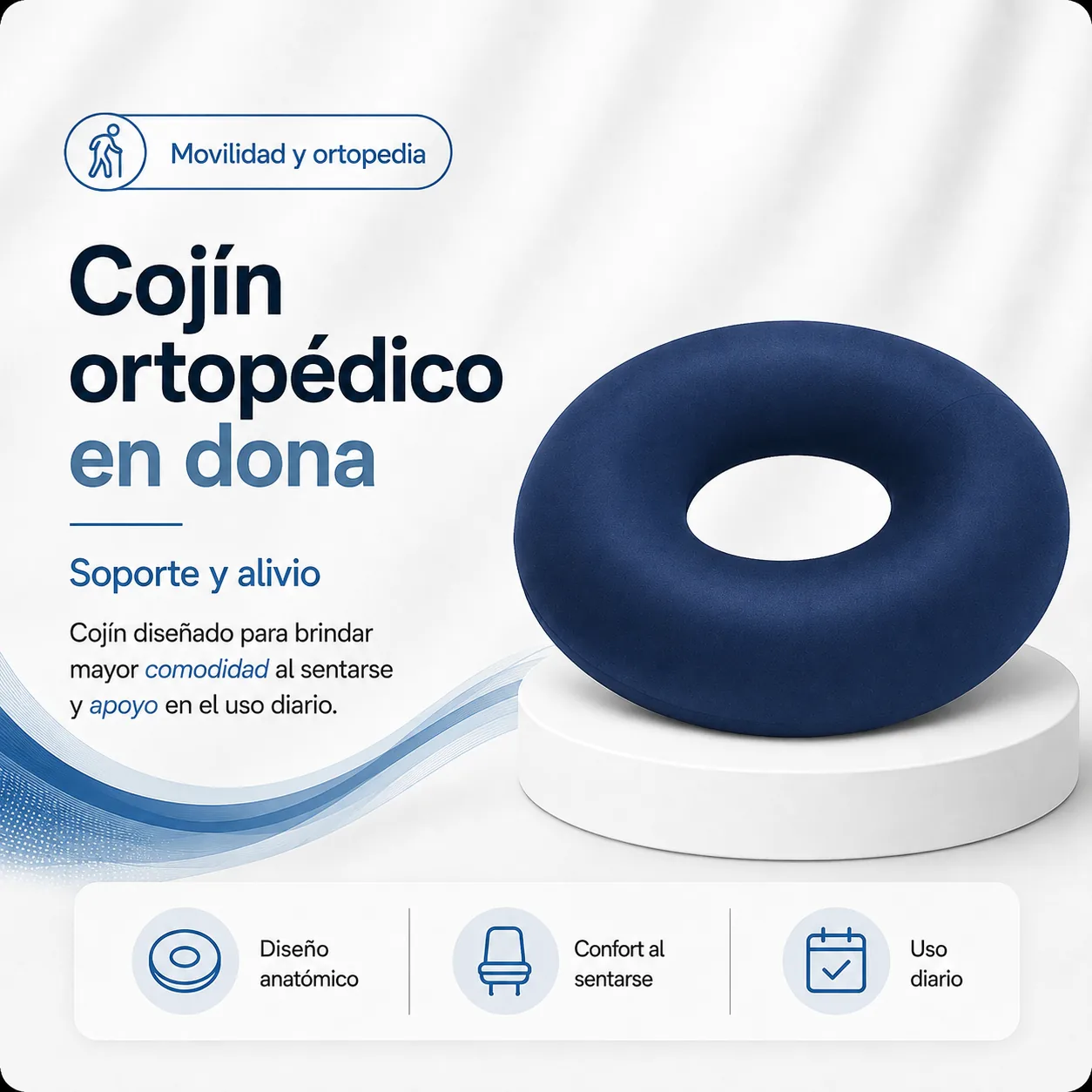 COJIN DE COCCIX MICROPERLAS TALLA L MODELO DONNA TAMAÑO 45 X 45 X 12C cm — Adulto mayor