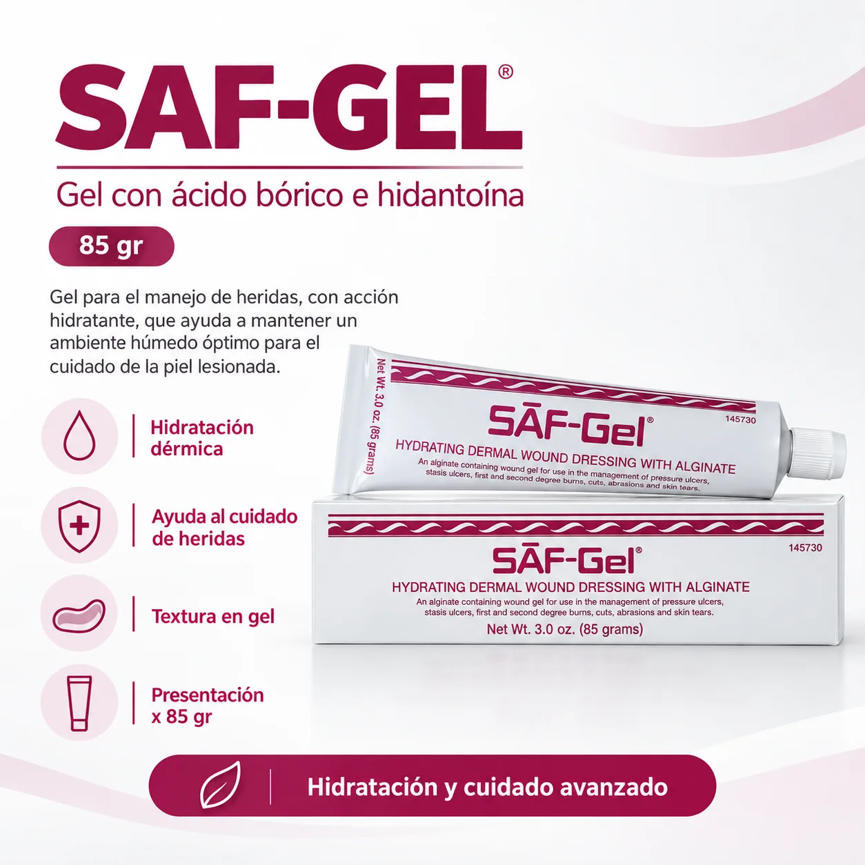SAF-GEL – GEL CON ACIDO BORICO E HIDANTOINA X 85 gr. — Ostomía y cuidado de heridas