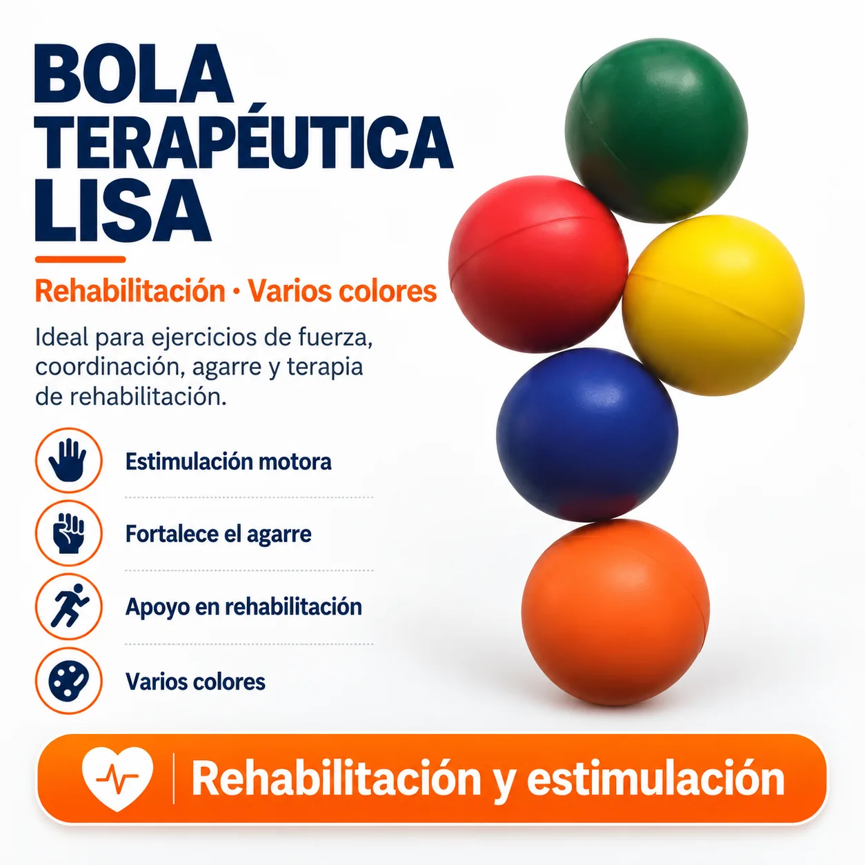 Bola Terapeutica Lisa Rehabilitacion Varios Colores — Movilidad