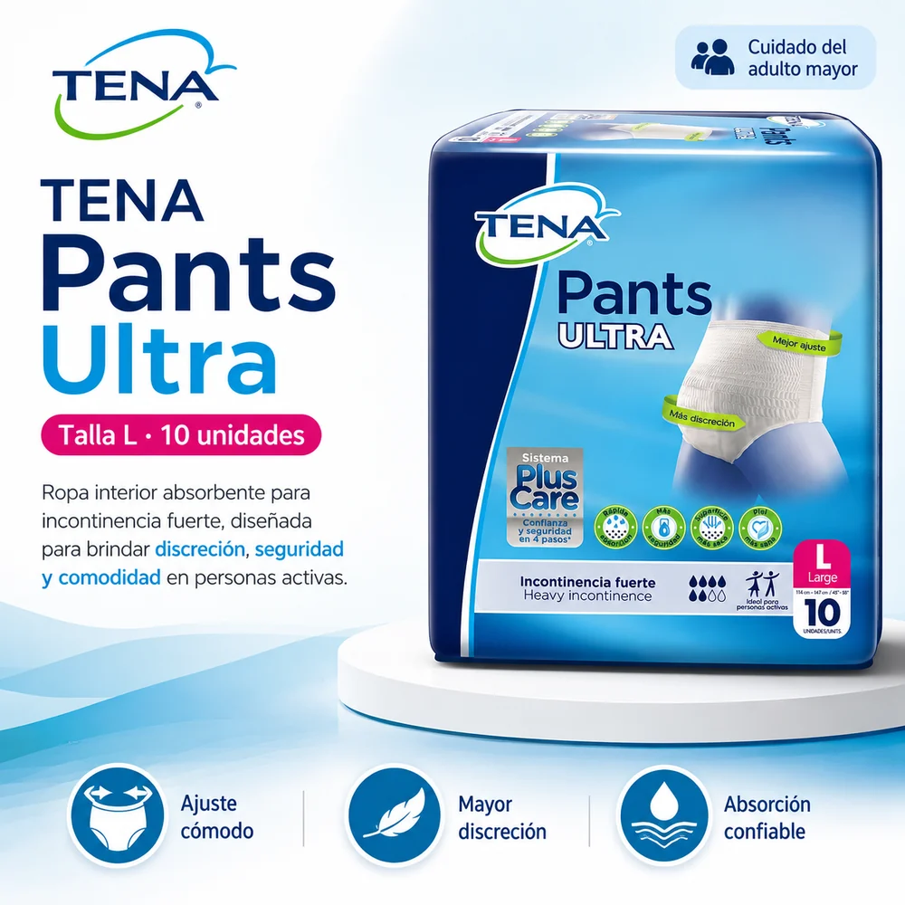 Pañal Tena Pants Ultra Talla L x 10 UND — Adulto mayor