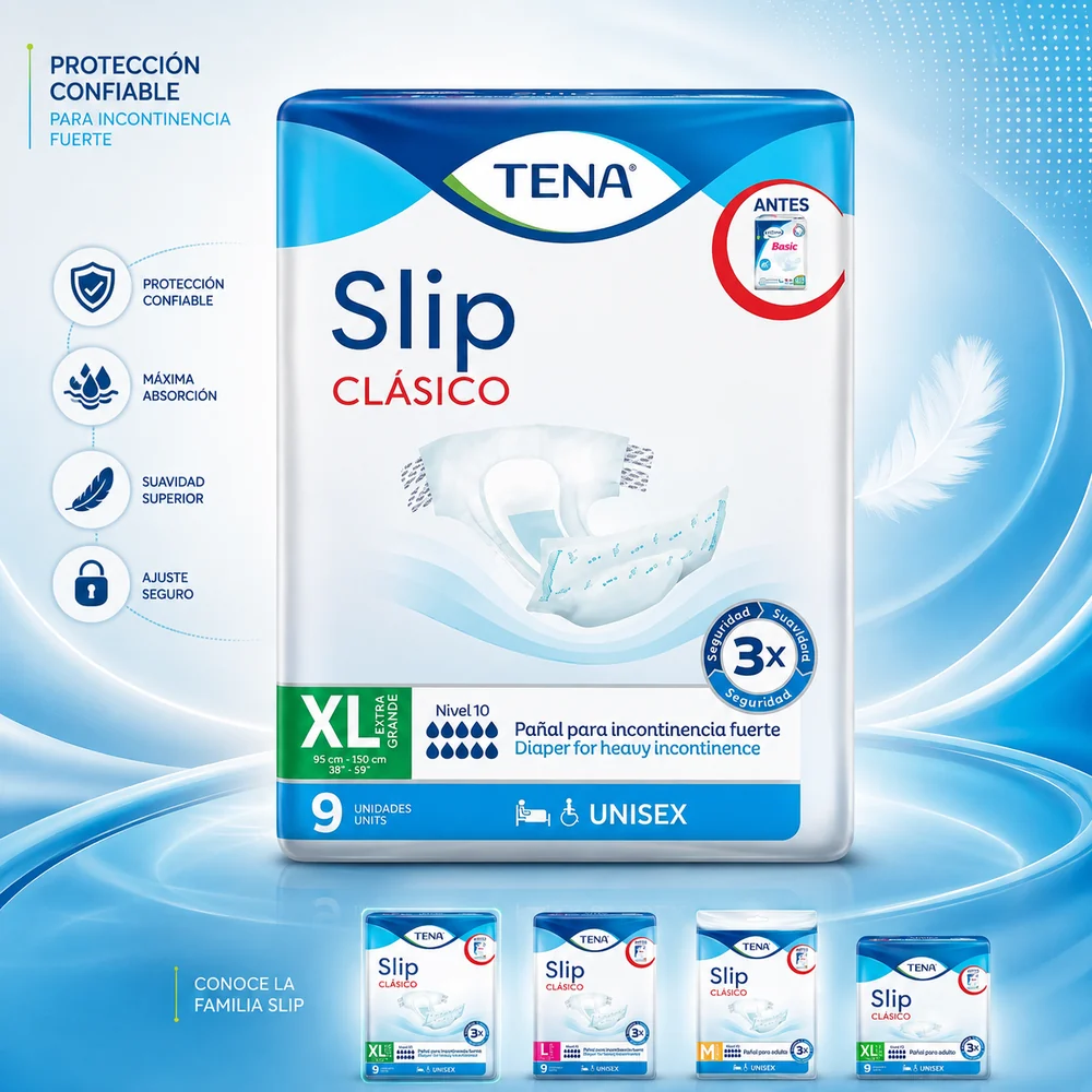 Pañal Tena Slip Clasico Extragrande x 9 UND — Adulto mayor