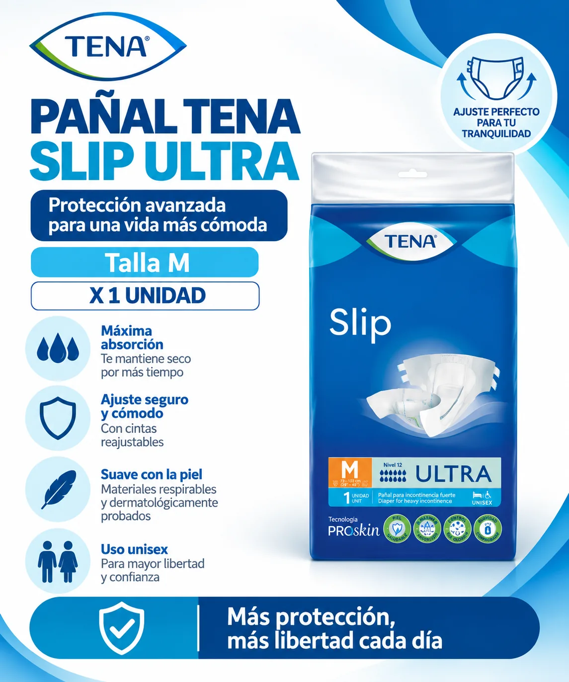 Pañal Tena Slip Ultra Talla M x 1 Unidad — Adulto mayor