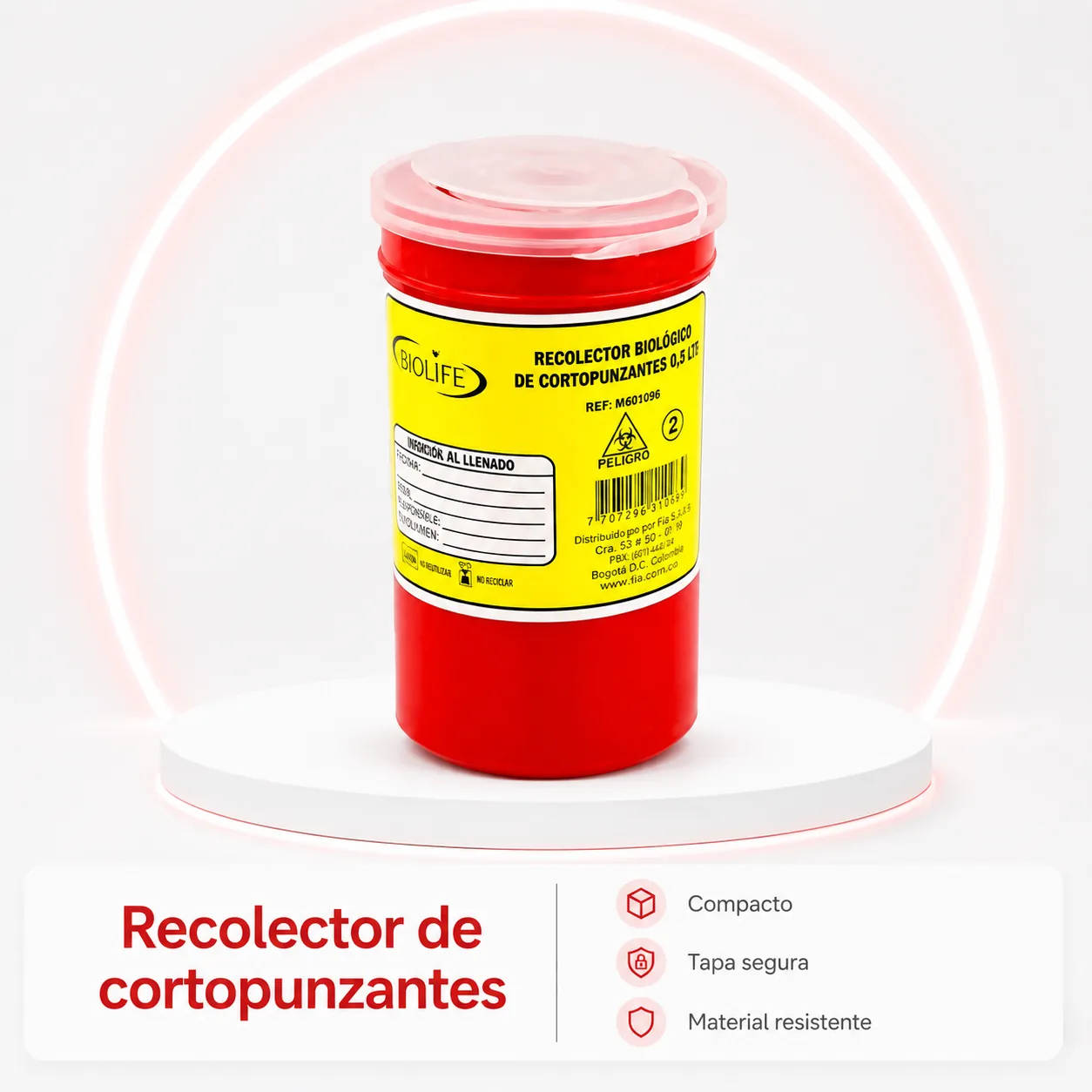 Recolector Biologico Guardian de Cortopunzantes 2.9 L — Insumos médicos