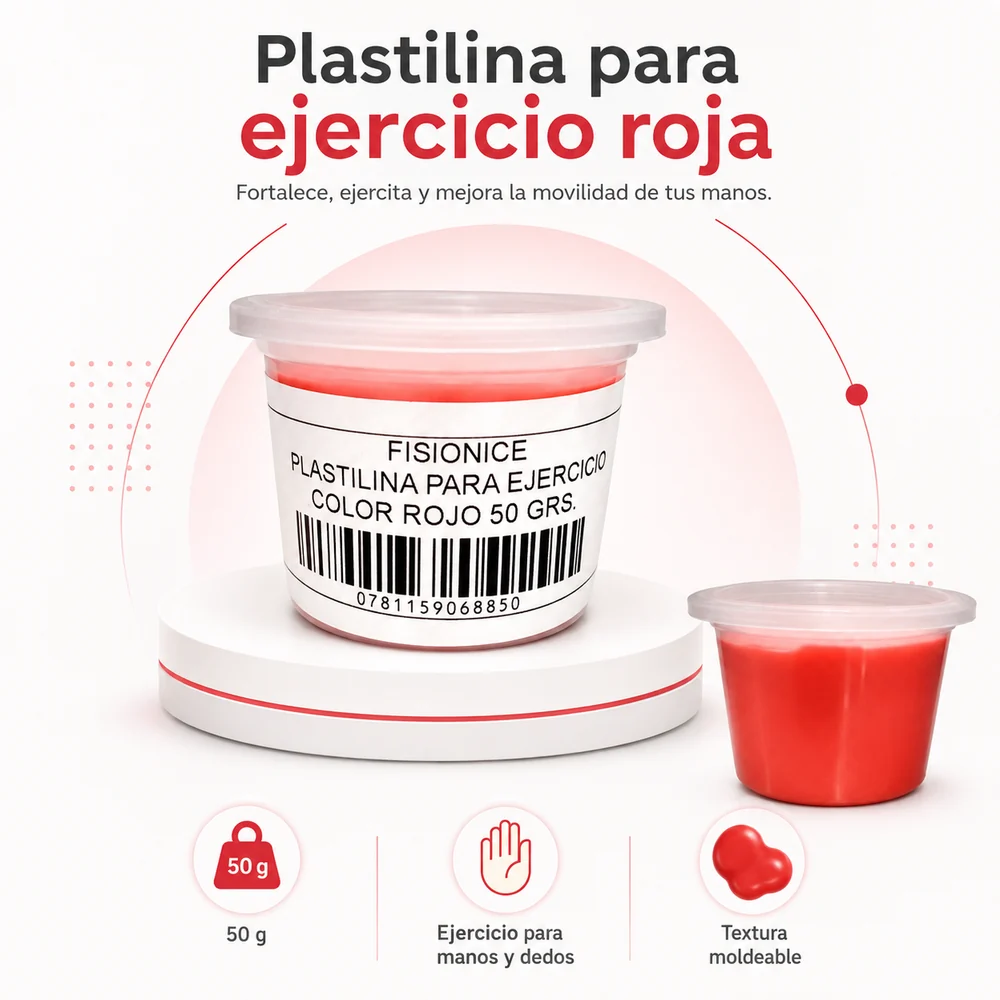 PLASTILINA PARA EJERCICIO COLOR ROJO X 50gr — Movilidad