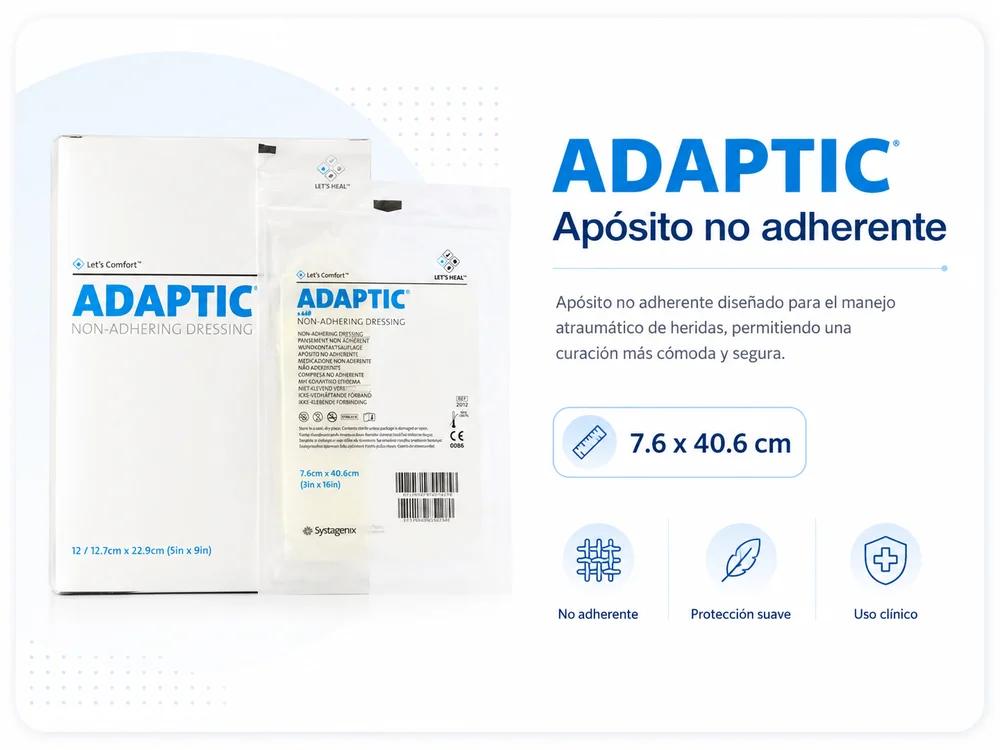 ADAPTIC APOSITO LUBRICANTE ESTERIL 7.6 X 40.6 cm UNIDAD — Ostomía y cuidado de heridas