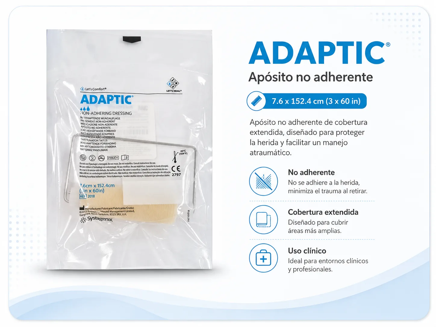 ADAPTIC ROLLO APOSITO LUBRICANTE ESTERIL 7.6 X 152.4 cm — Ostomía y cuidado de heridas