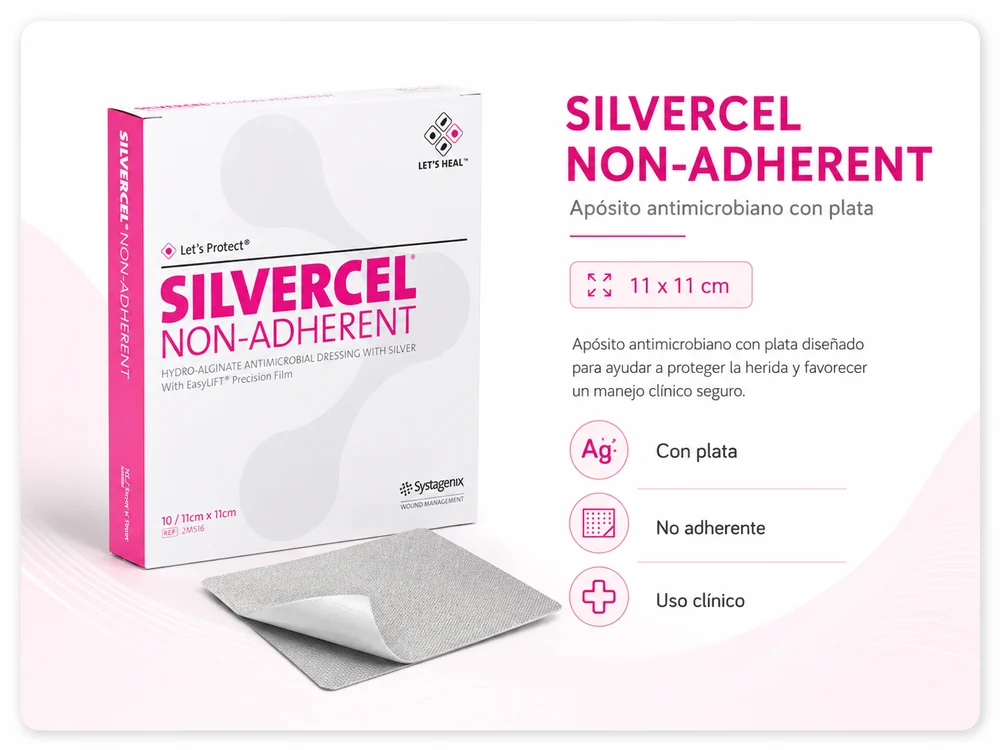 SILVERCEL NA HIDROALGINATO CON PLATA Y CARBOXIMETILCELULOSA 11 X 11cm UNIDAD — Ostomía y cuidado de heridas