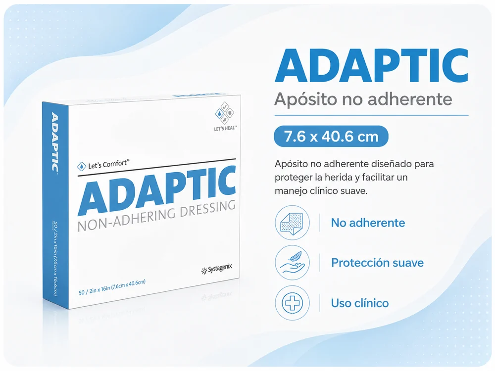 ADAPTIC APOSITO LUBRICANTE ESTERIL 7.6 X 40.6 cm CAJA X 36 UNIDADES — Ostomía y cuidado de heridas
