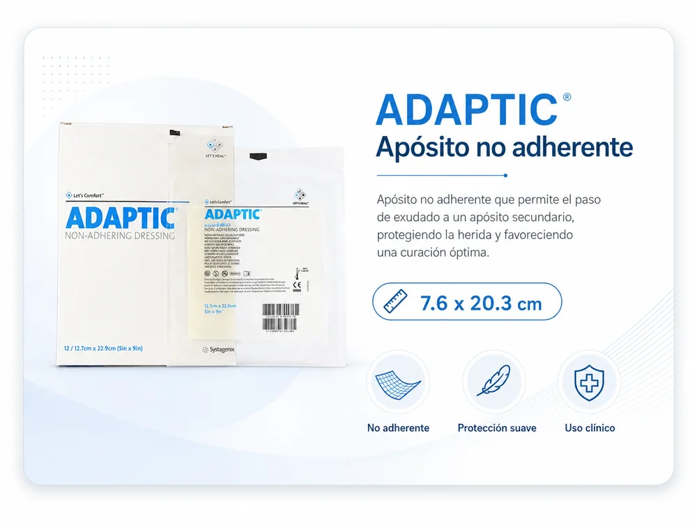ADAPTIC APOSITO LUBRICANTE ESTERIL 7.6 X 20.3 cm CAJA X 24 UNIDADES — Ostomía y cuidado de heridas