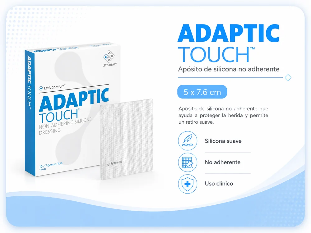 ADAPTIC TOUCH 5X7.6 cm CAJA X 10 APOSITOS — Ostomía y cuidado de heridas