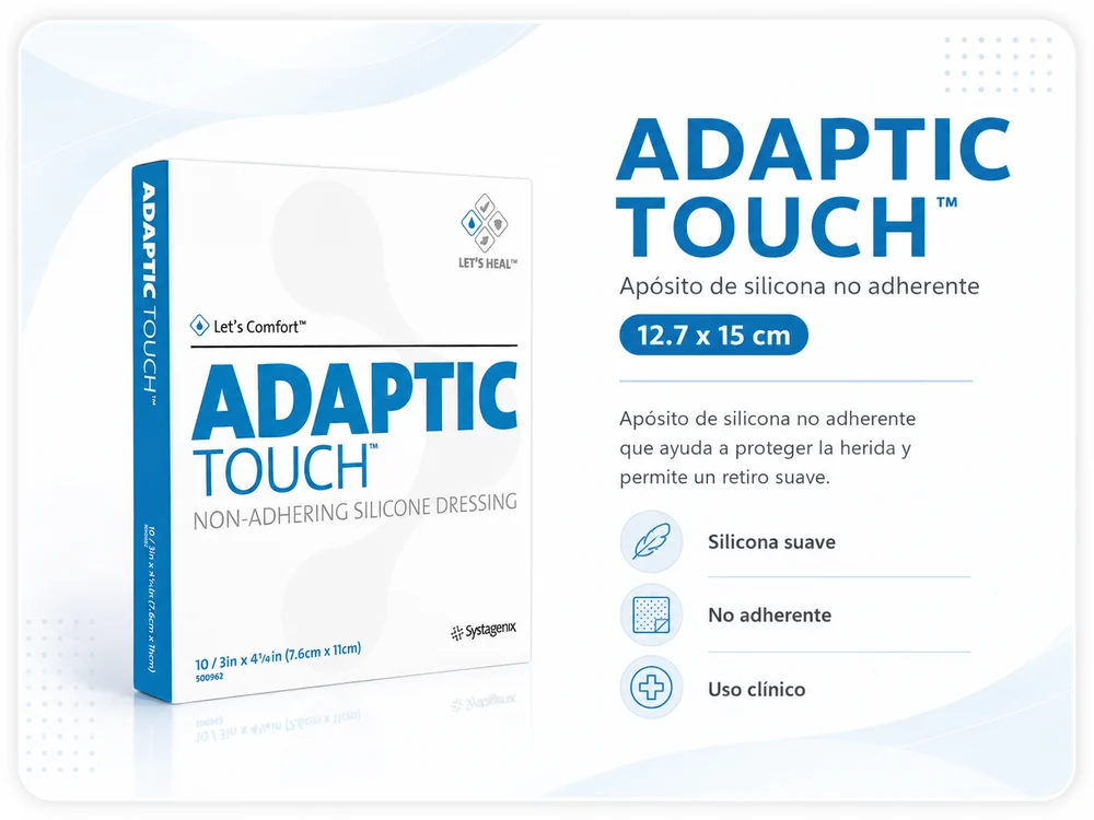 ADAPTIC TOUCH 12.7×15 cm CAJA X 10 APOSITOS — Ostomía y cuidado de heridas