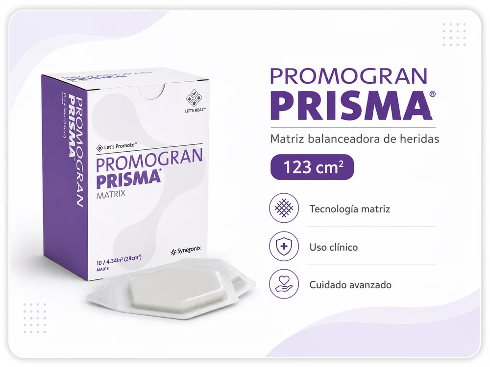 PROMOGRAN PRISMA MATRIZ MODULADORA DE PROTEASAS CON PLATA 123 cm2 UNIDAD — Ostomía y cuidado de heridas