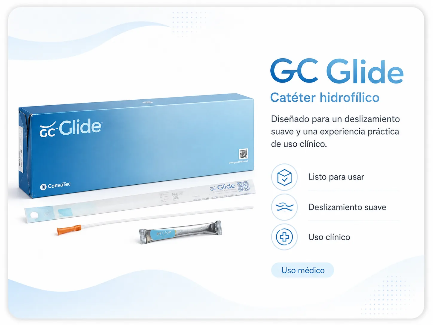 Sonda para Cateterismo Vesical Gentlecath Glide Tiemann 100% Hidrofílica 12 FR-40 CM Caja x 30 Unidades — Insumos…