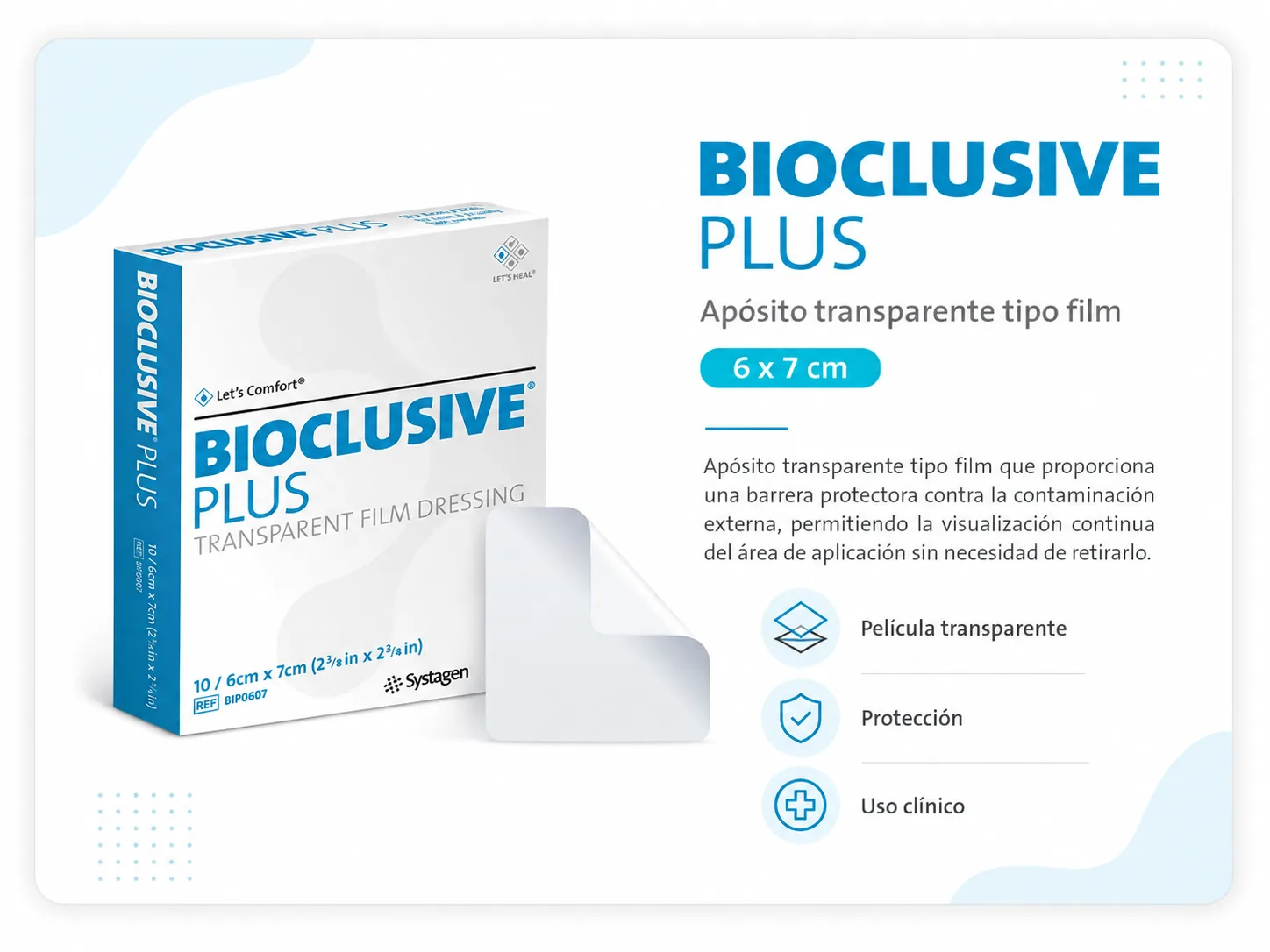 BIOCLUSIVE PLUS APOSITO TRANSPARENTE 10 X 12cm UNIDAD — Ostomía y cuidado de heridas