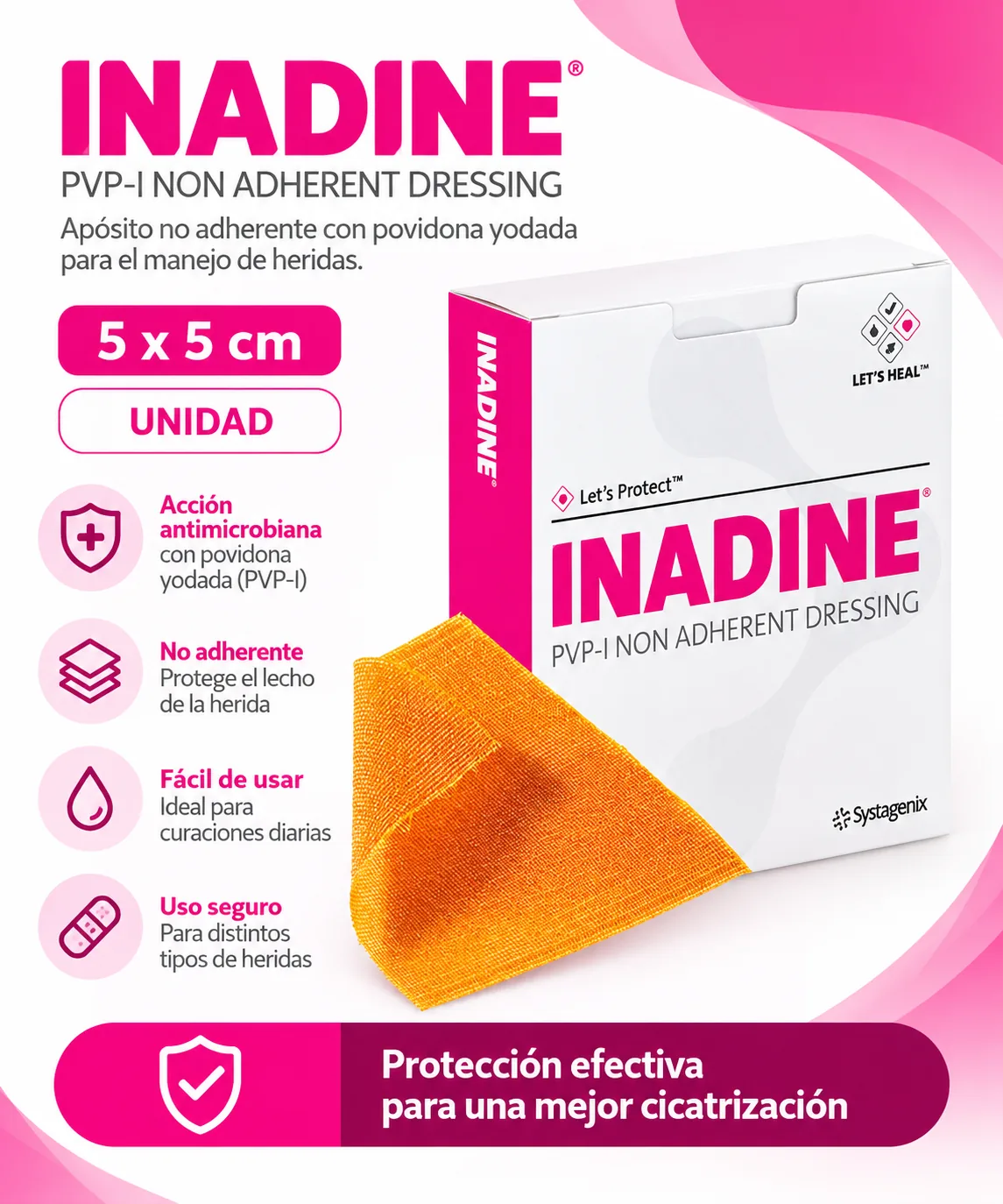 INADINE 5 X 5 cm UNIDAD — Ostomía y cuidado de heridas