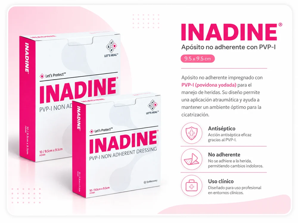 INADINE 9,5 X 9,5 cm CAJA X 25 UNIDADES — Ostomía y cuidado de heridas