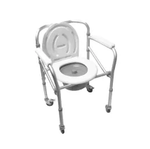 Silla de Ruedas con Cómodo Sanitario Plegable en Acero — Movilidad