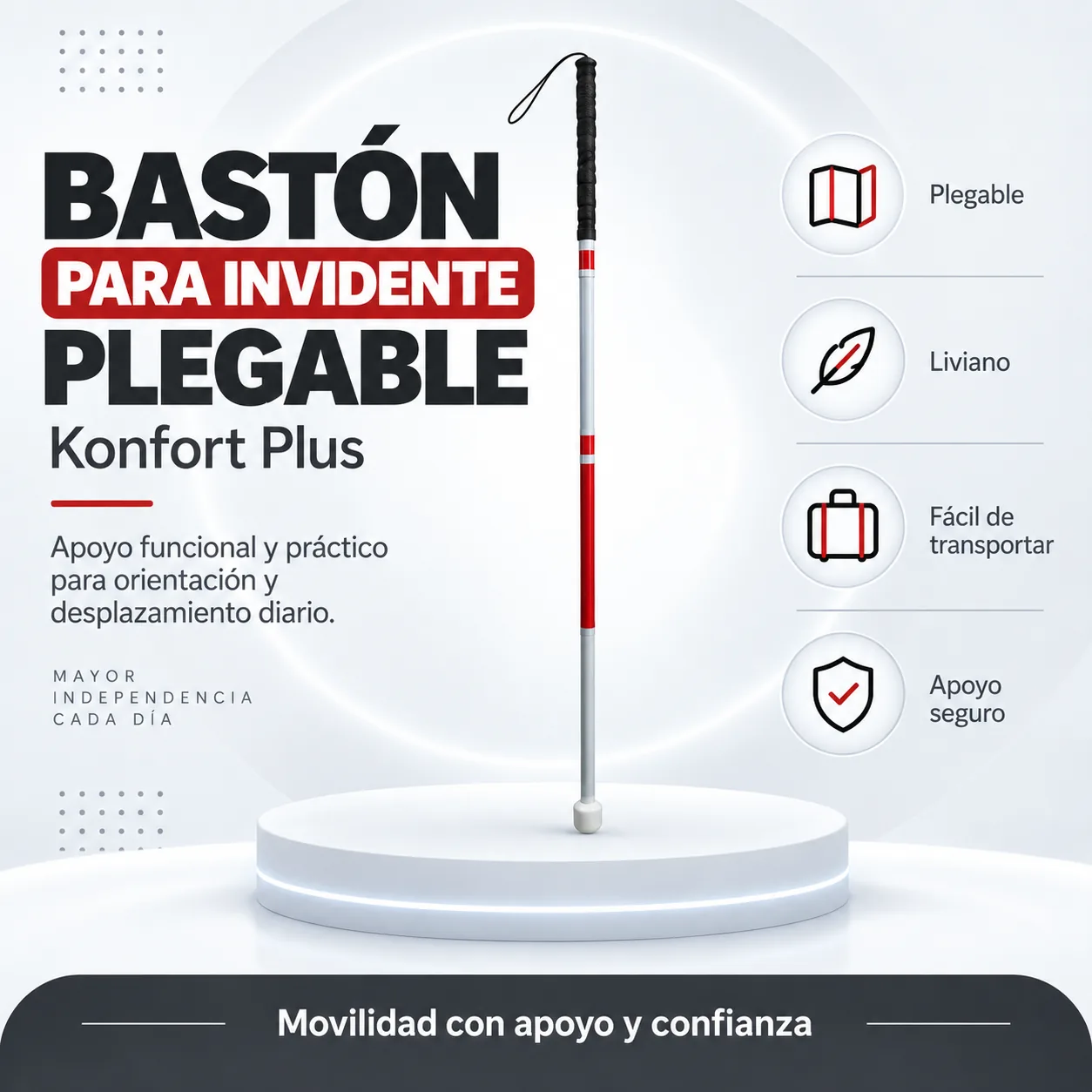 Bastón para Invidente Plegable Konfort Plus — Movilidad