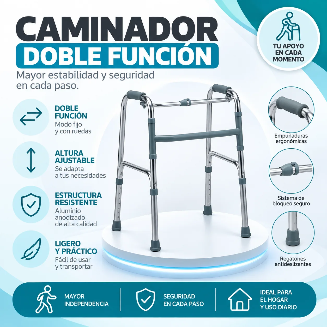 Caminador Doble Función REF FT401 — Movilidad