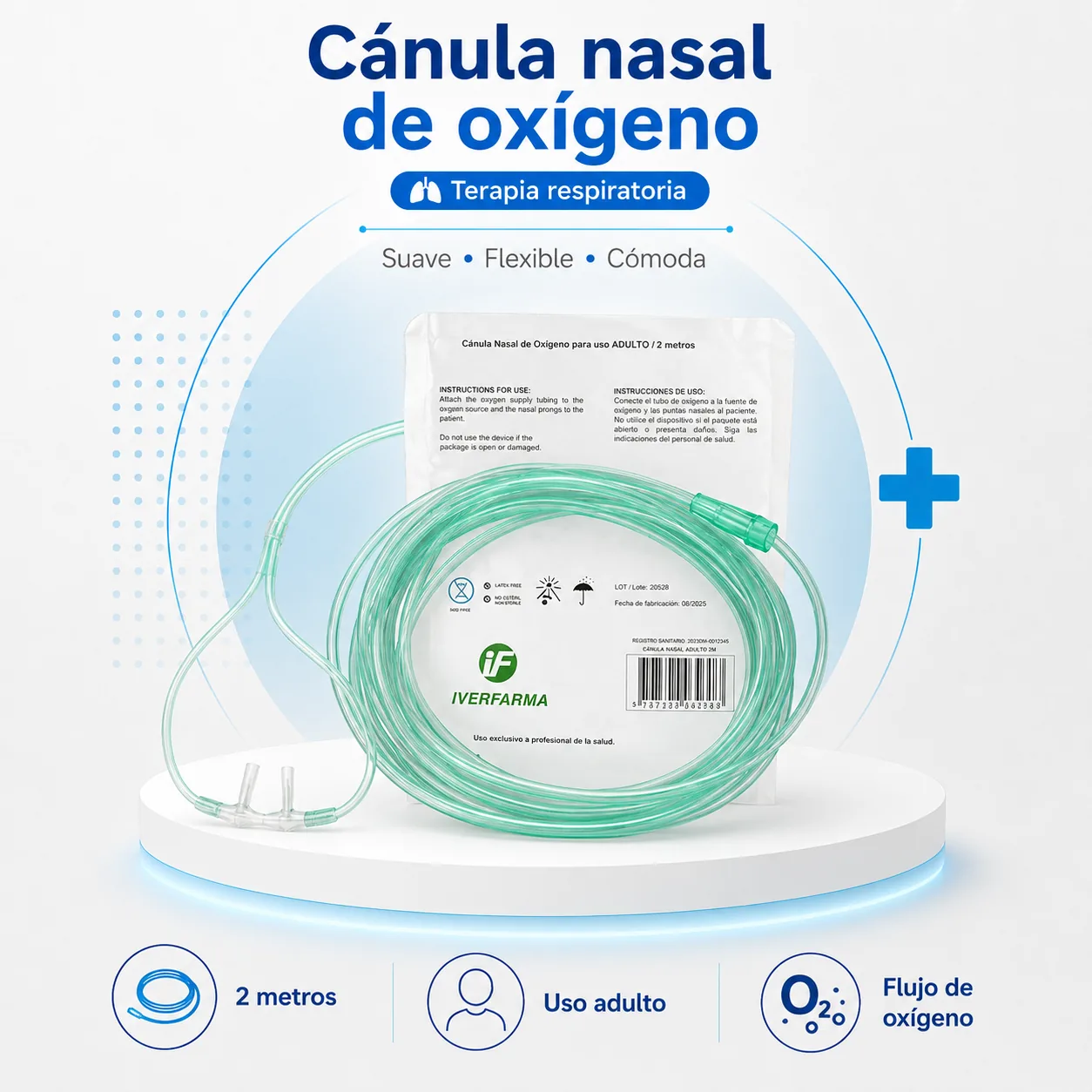 Canula Nasal Pediatrica para Oxigeno 2MTS Inverfarma — Terapia respiratoria