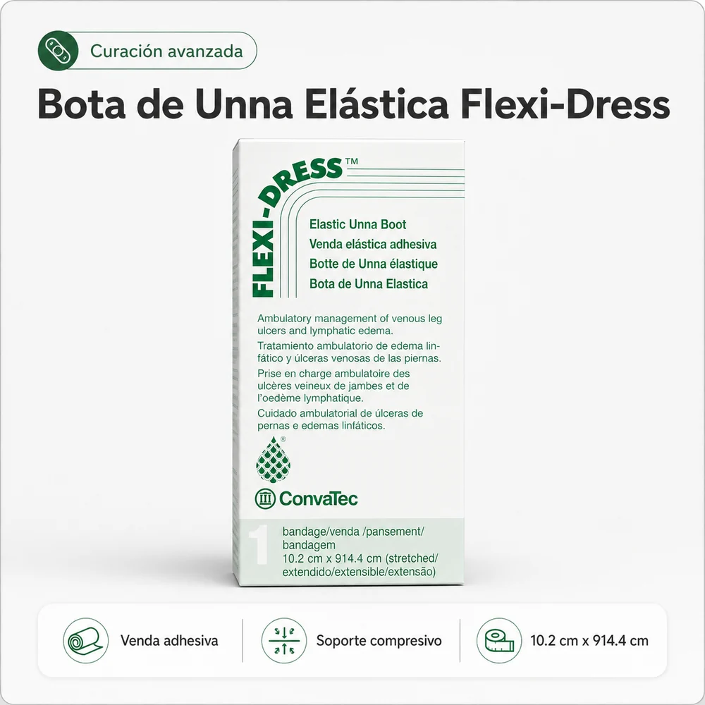 FLEXIDRESS – BOTTA DE UNNA VENDA EXTENSIBLE IMPREGNADA CON OXIDO DE ZINC 4 X 10 Yardas — Ostomía y cuidado de heridas