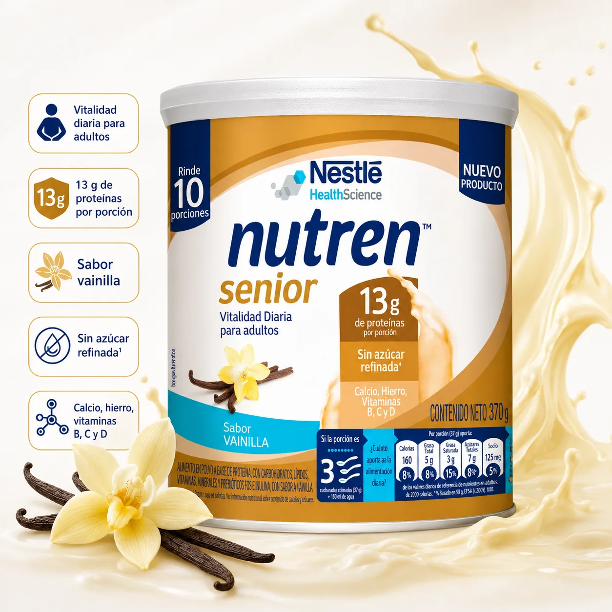 Nutren Senior Polvo Vainilla Lata x 370 GR — Nutricionales