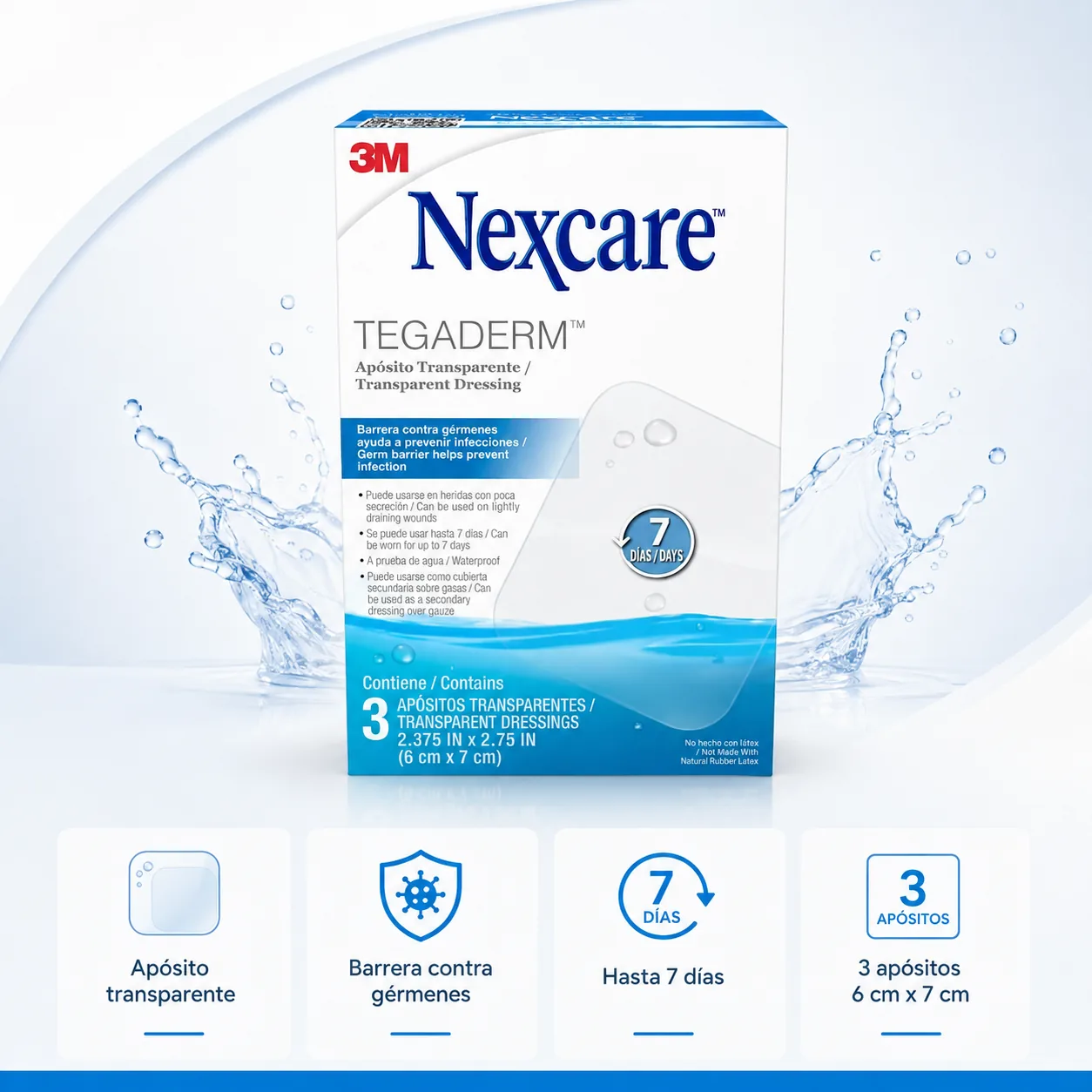 Aposito Transparente Tegaderm Caja x 3 Unidades — Ostomía y cuidado de heridas
