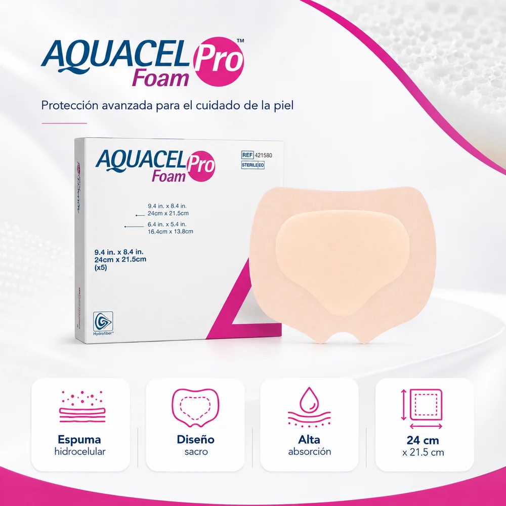 Aquacel Foam Pro Sacral 24CM x 21.5CM Unidad — Ostomía y cuidado de heridas