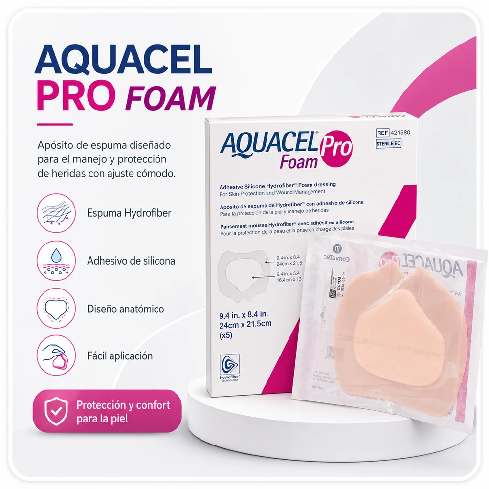 Aquacel Foam Pro Sacral 24CM x 21.5CM Caja x 5 Apositos — Ostomía y cuidado de heridas