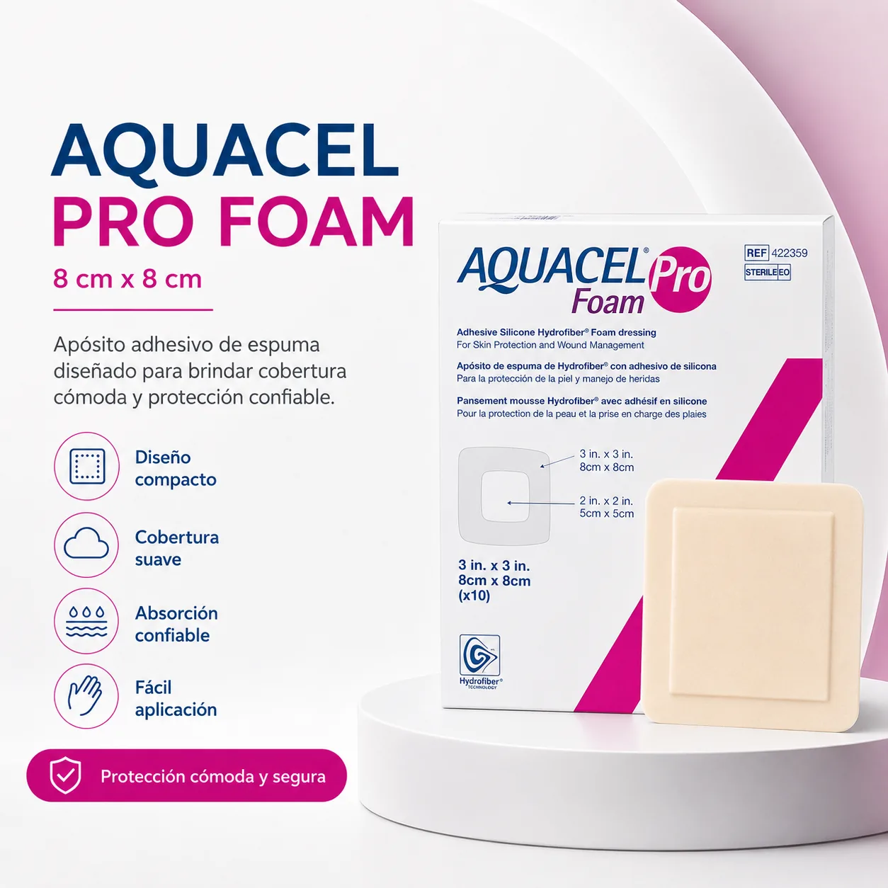 AQUACEL FOAM PRO 8 cm x 8 cm CAJA X 10 APOSISTOS — Ostomía y cuidado de heridas