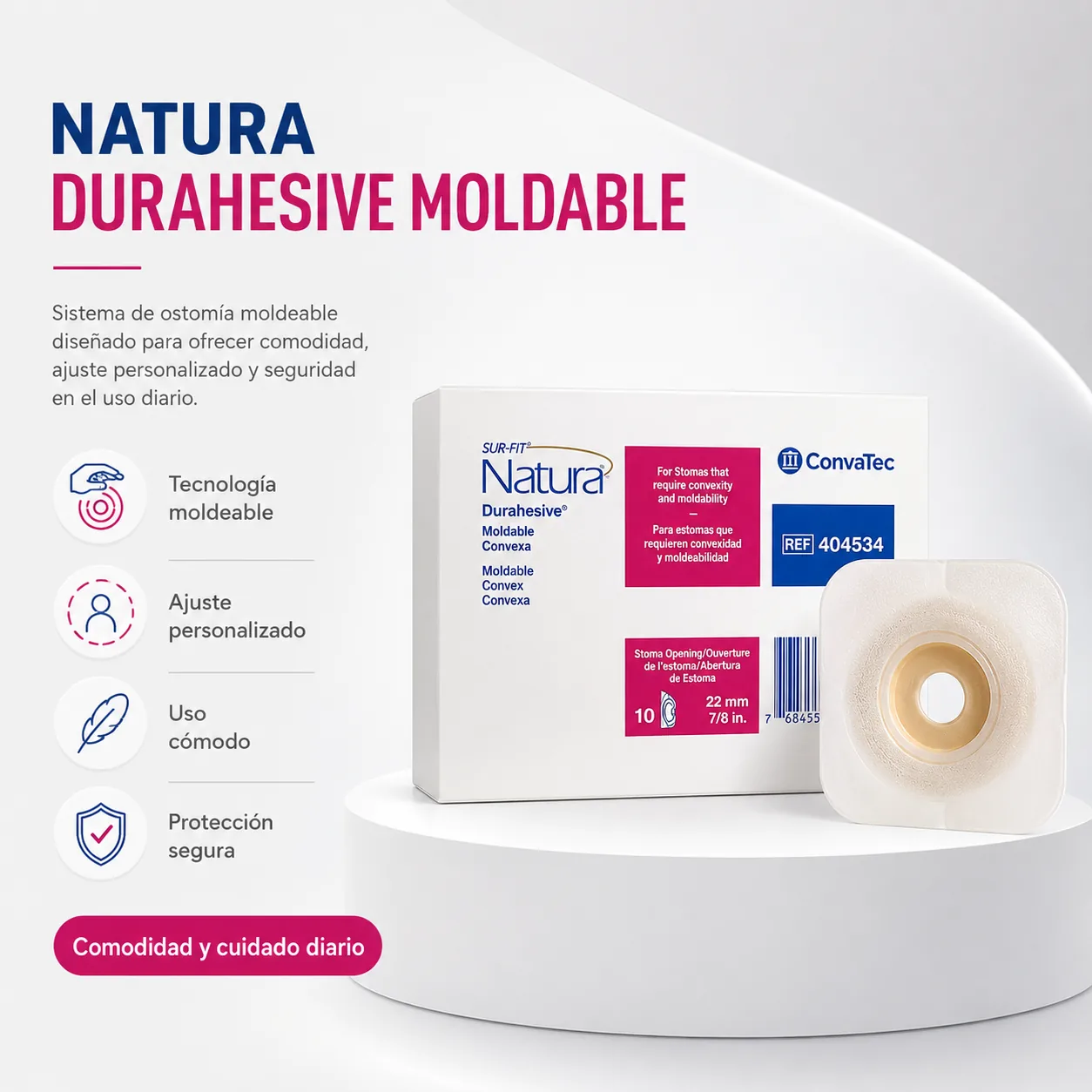 Barrera Natura Convexa Moldeable Estoma 33-45MM (aro 57MM Large) REF.404594 Caja x 10 Unidades — Ostomía y cuidado de…